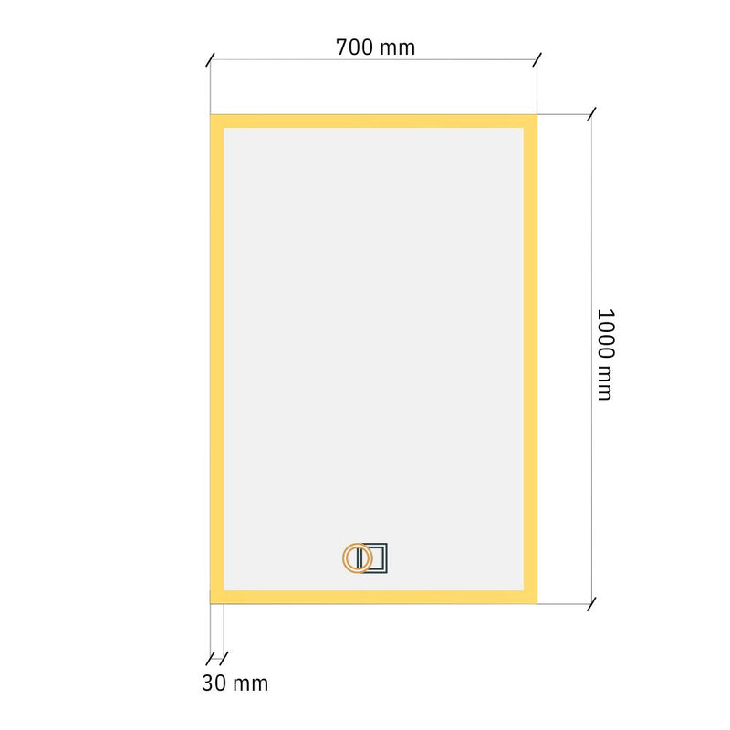 Taisnstūra LED spogulis ar priekšējo apgaismojumu 700x1000 mm