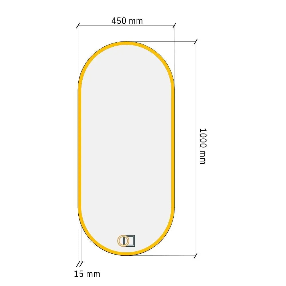 Ovāls LED spogulis Pill ar priekšējo apgaismojumu 450x1000mm