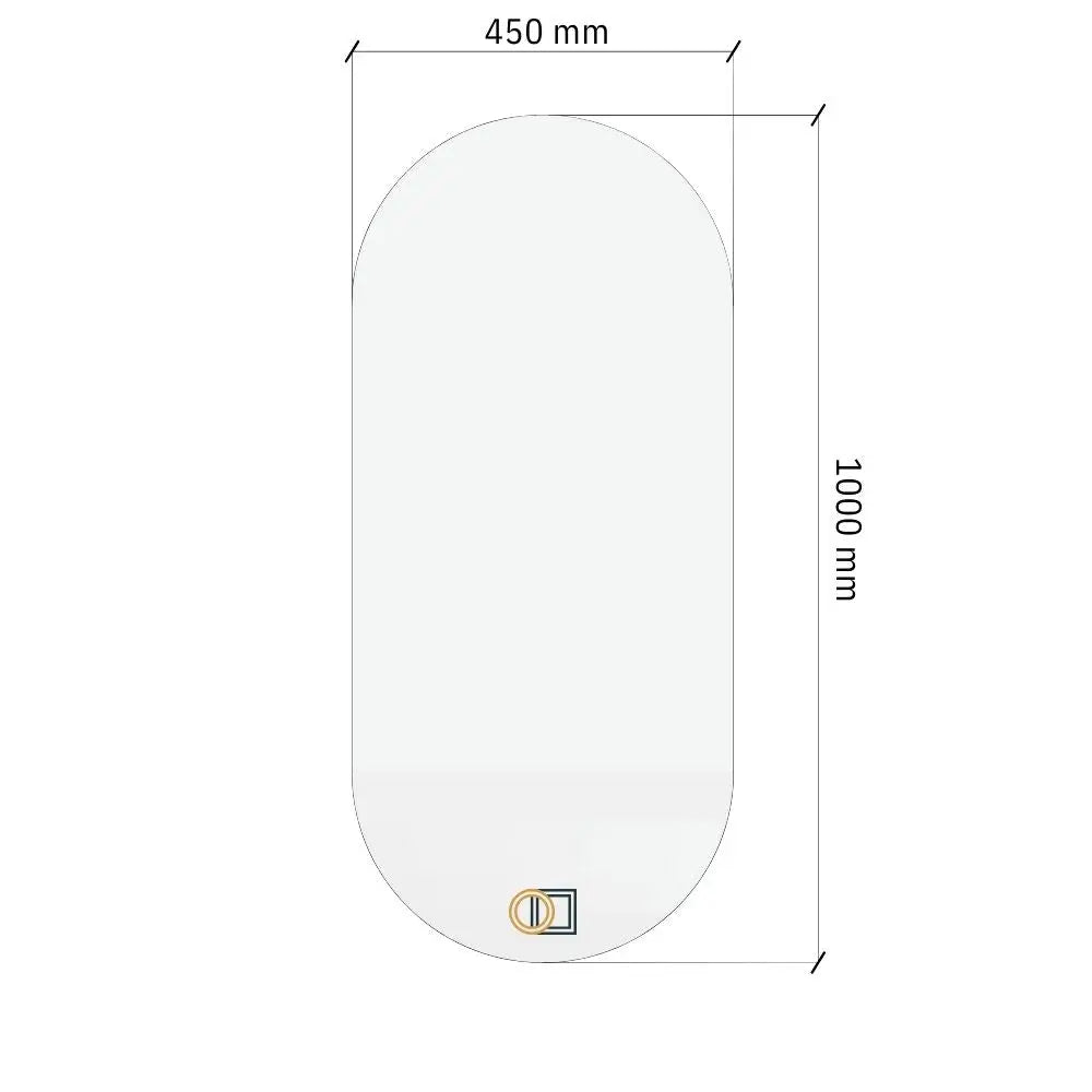 Ovāls LED spogulis ar aizmugurējo apgaismojumu, Pill, 450x1000mm