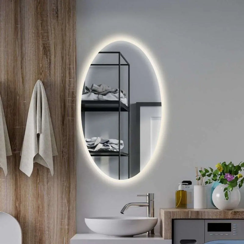 Ovāls LED spogulis ar priekšējo apgaismojumu
