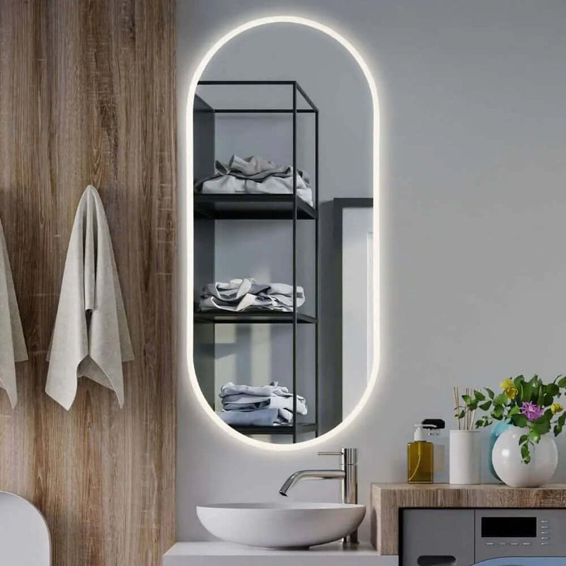 Ovāls LED spogulis ar priekšējo apgaismojumu