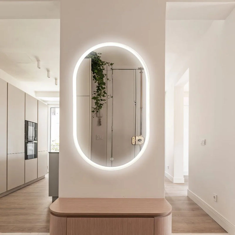 Ovāls LED spogulis ar priekšējo apgaismojumu, 600x1000 mm