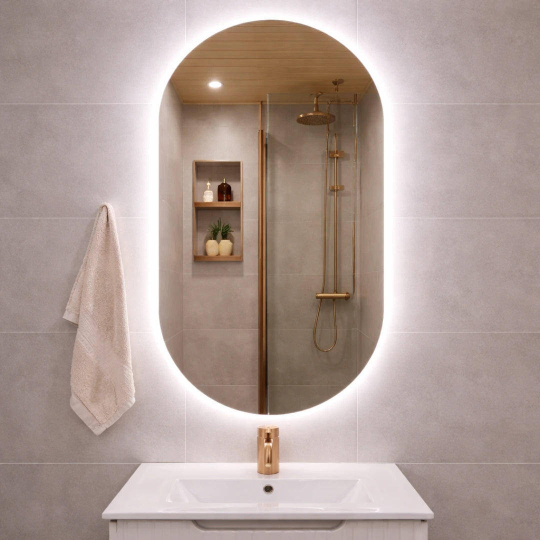Ovāls LED spogulis ar aizmugurējo apgaismojumu, 600x1000 mm