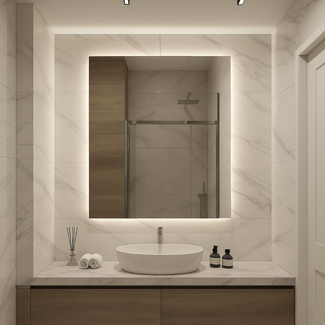 taisnstūra LED spogulis 500x700 mm aizmugurējais apgaismojums