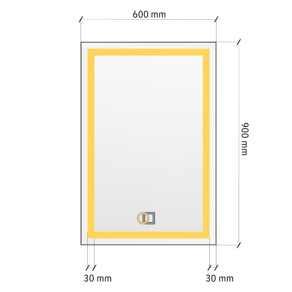 Taisnstūra LED spogulis ar dubultu priekšējo apgaismojumu 600x900 mm