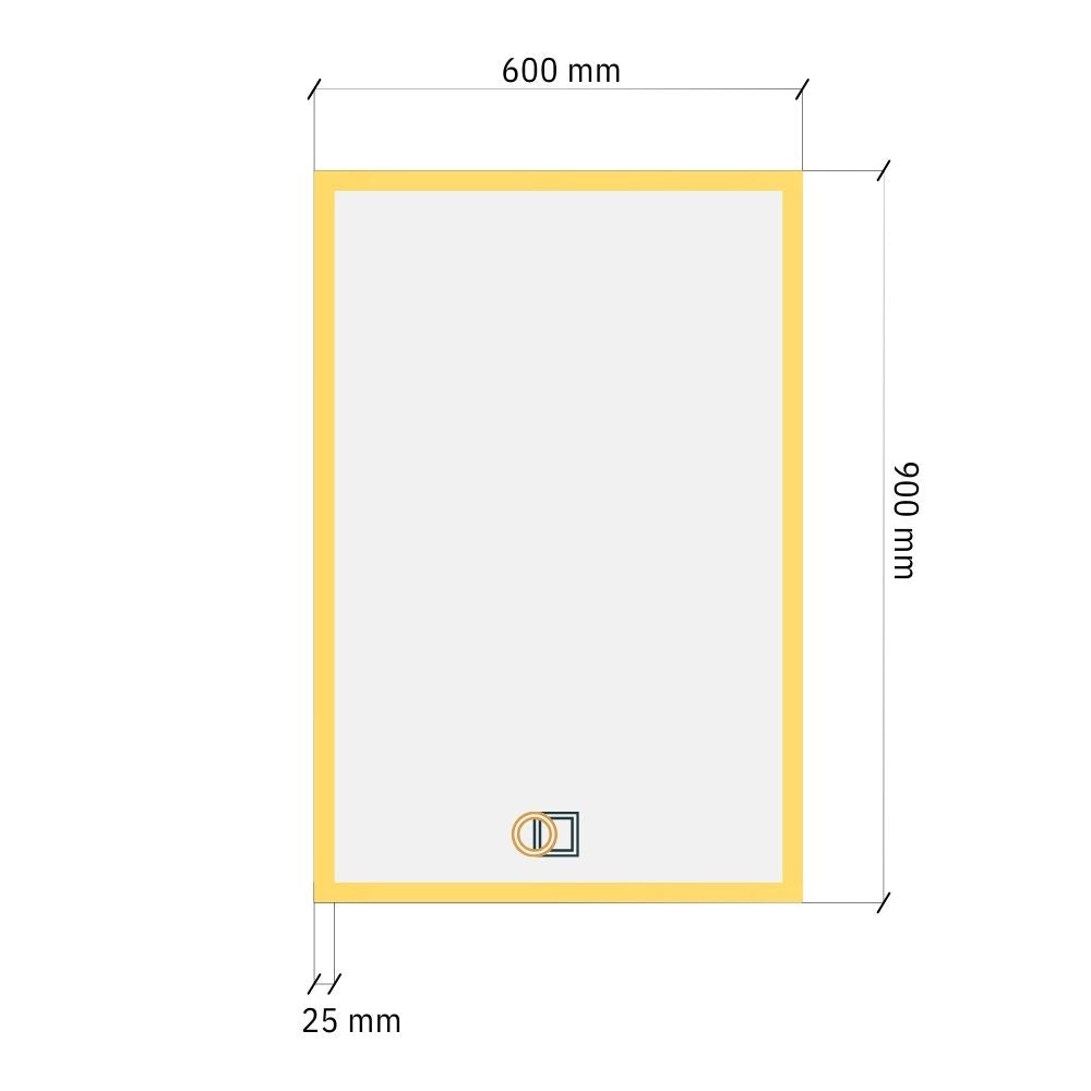 Taisnstūra LED spogulis ar priekšējo apgaismojumu 600x900 mm
