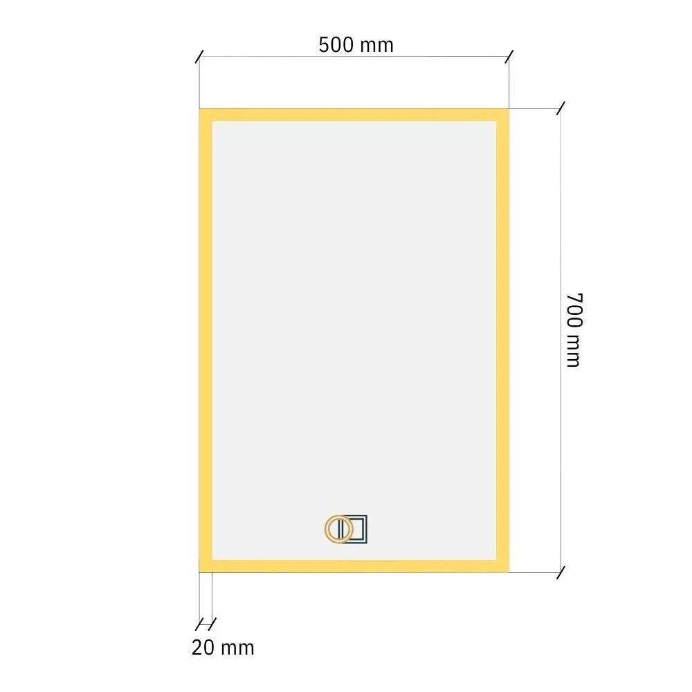 Taisnstūra LED spogulis ar priekšējo apgaismojumu 500x700 mm