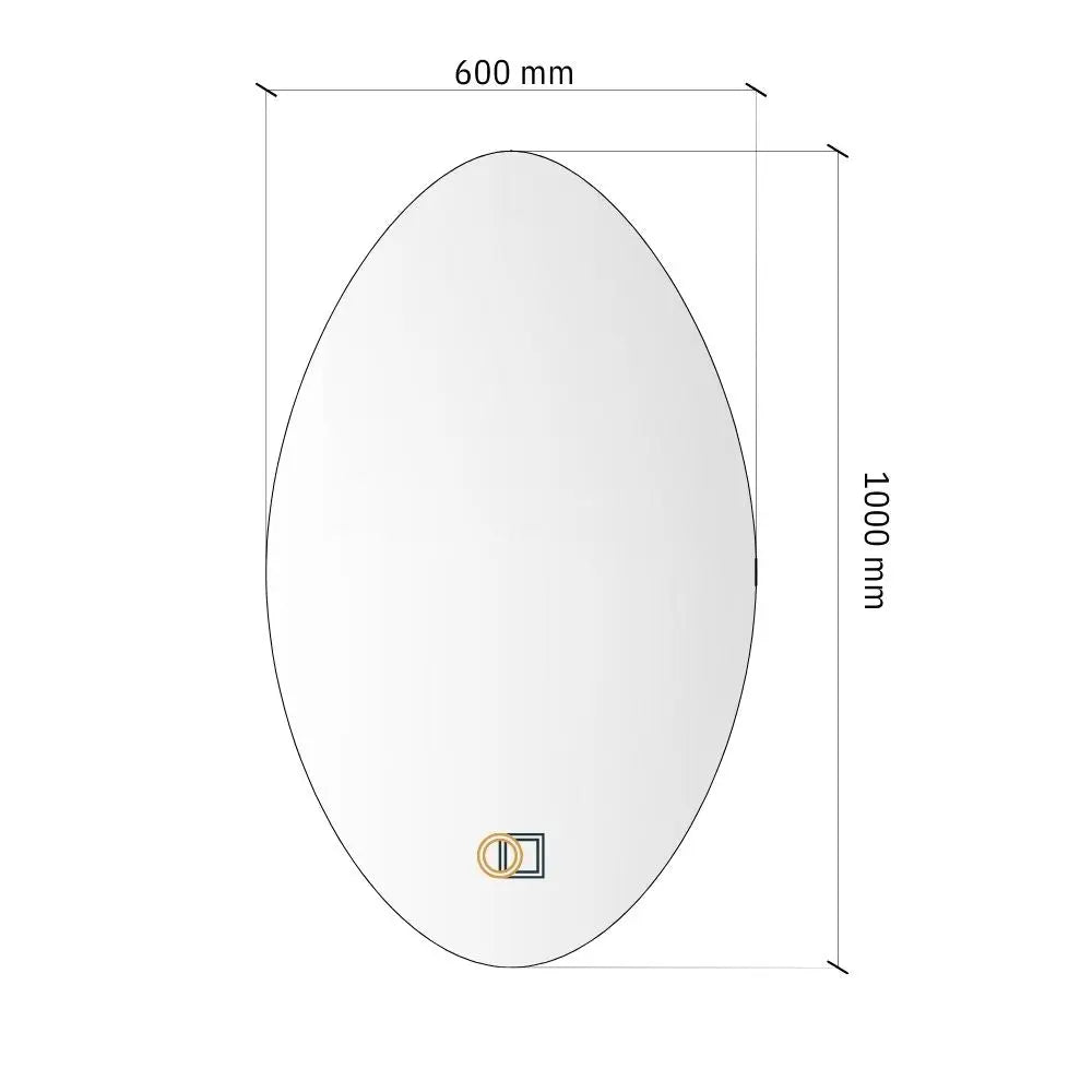 Ovāls LED spogulis ar aizmugurējo apgaismojumu 600x1000 mm
