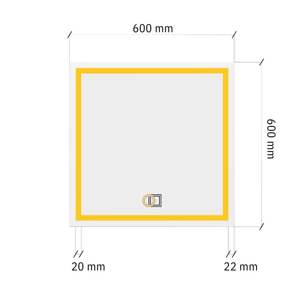 Kvadrātveida LED spogulis ar dubultu priekšējo apgaismojumu 600x600 mm