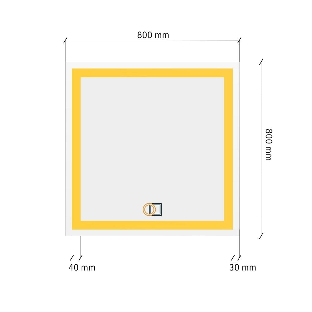 Kvadrātveida LED spogulis ar dubultu priekšējo apgaismojumu 800x800 mm