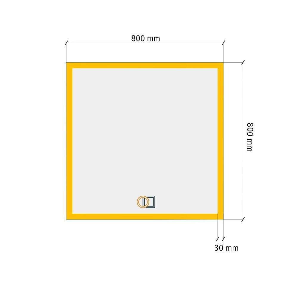 Kvadrātveida LED spogulis ar priekšējo apgaismojumu 800x800 mm