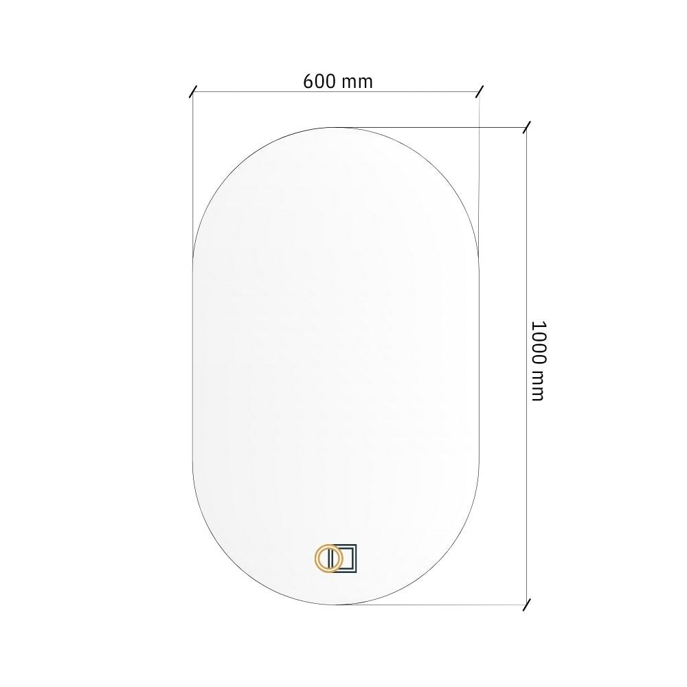Ovāls LED spogulis ar aizmugurējo apgaismojumu, 600x1000 mm