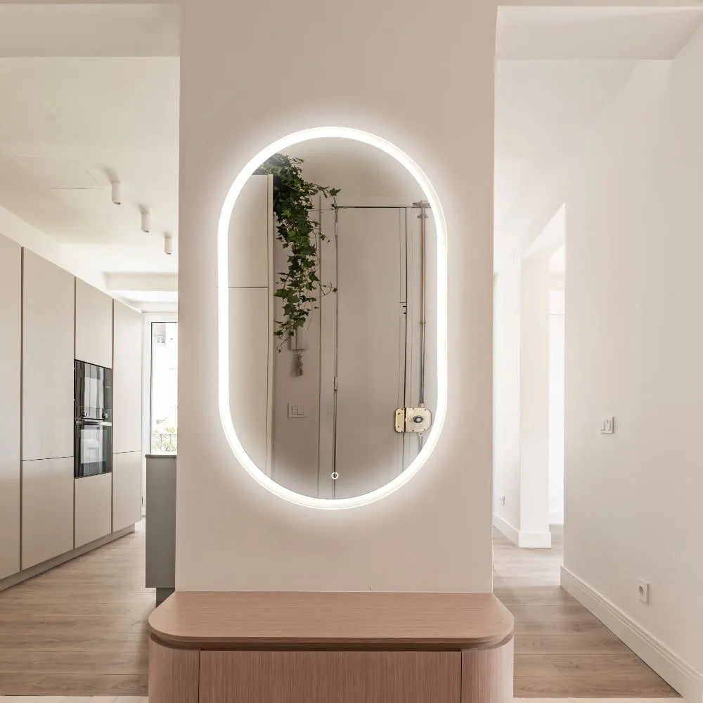 Ovāls LED spogulis ar priekšējo apgaismojumu, 600x1000 mm
