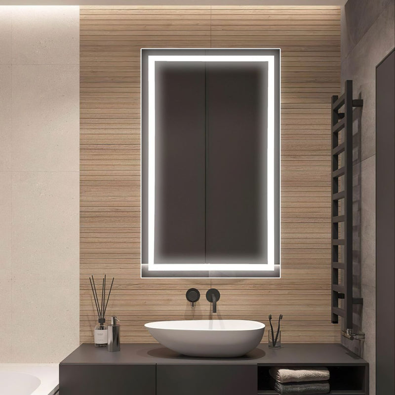 Taisnstūra LED spogulis ar dubultu priekšējo apgaismojumu 800x1000 mm vannas istabā