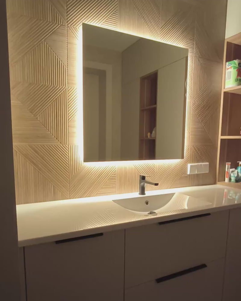 Kvadrātveida LED spoguļi ar aizmugurējo apgaismojumu 800x800 mm
