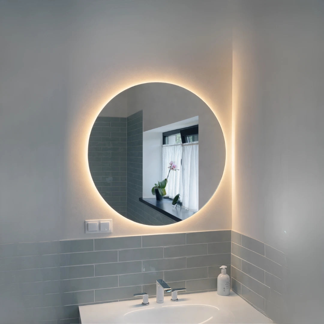 apaļš LED spogulis ar fona apgaismojumu 70 cm