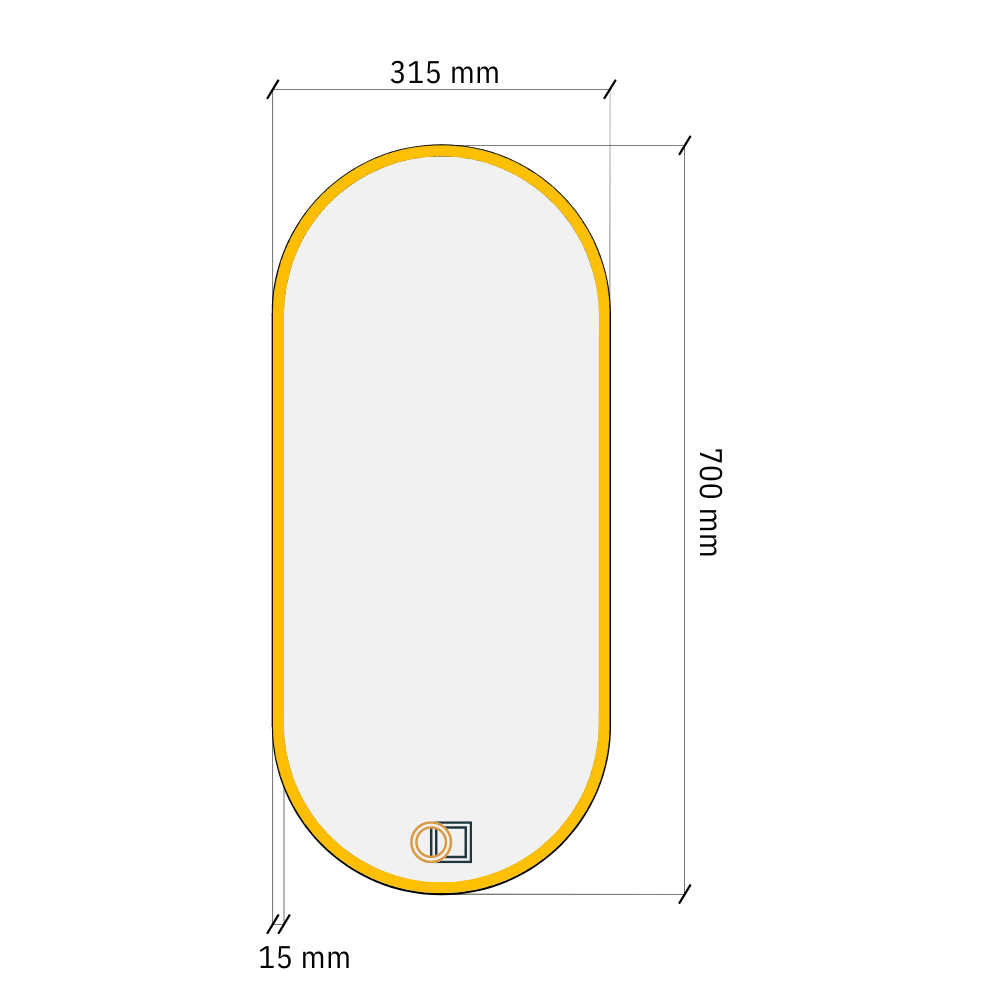 Ovāls LED spogulis Pill ar priekšējo apgaismojumu 315x700mm