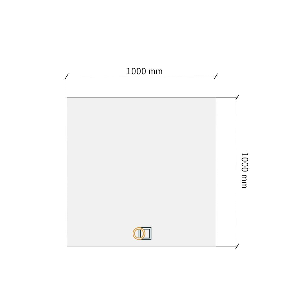 kvadrātveida spoguļa rasējuma izmērs 1000x1000mm