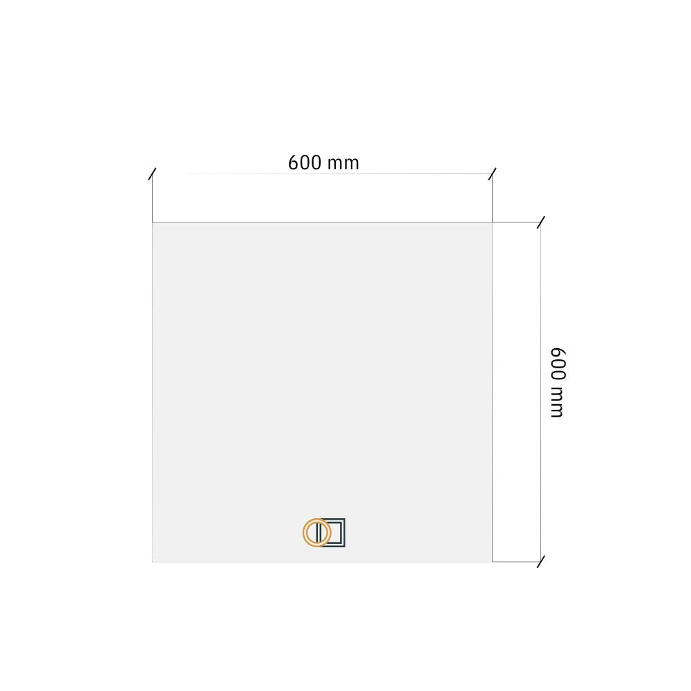 kvadrātveida spoguļa rasējuma izmērs 600x600mm