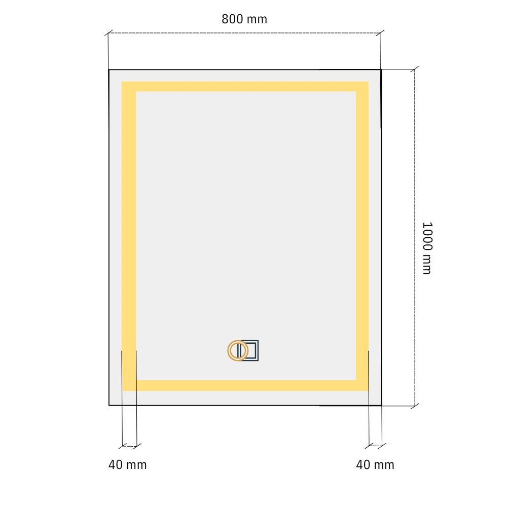 Taisnstūra LED spogulis ar dubultu priekšējo apgaismojumu 800x1000 mm